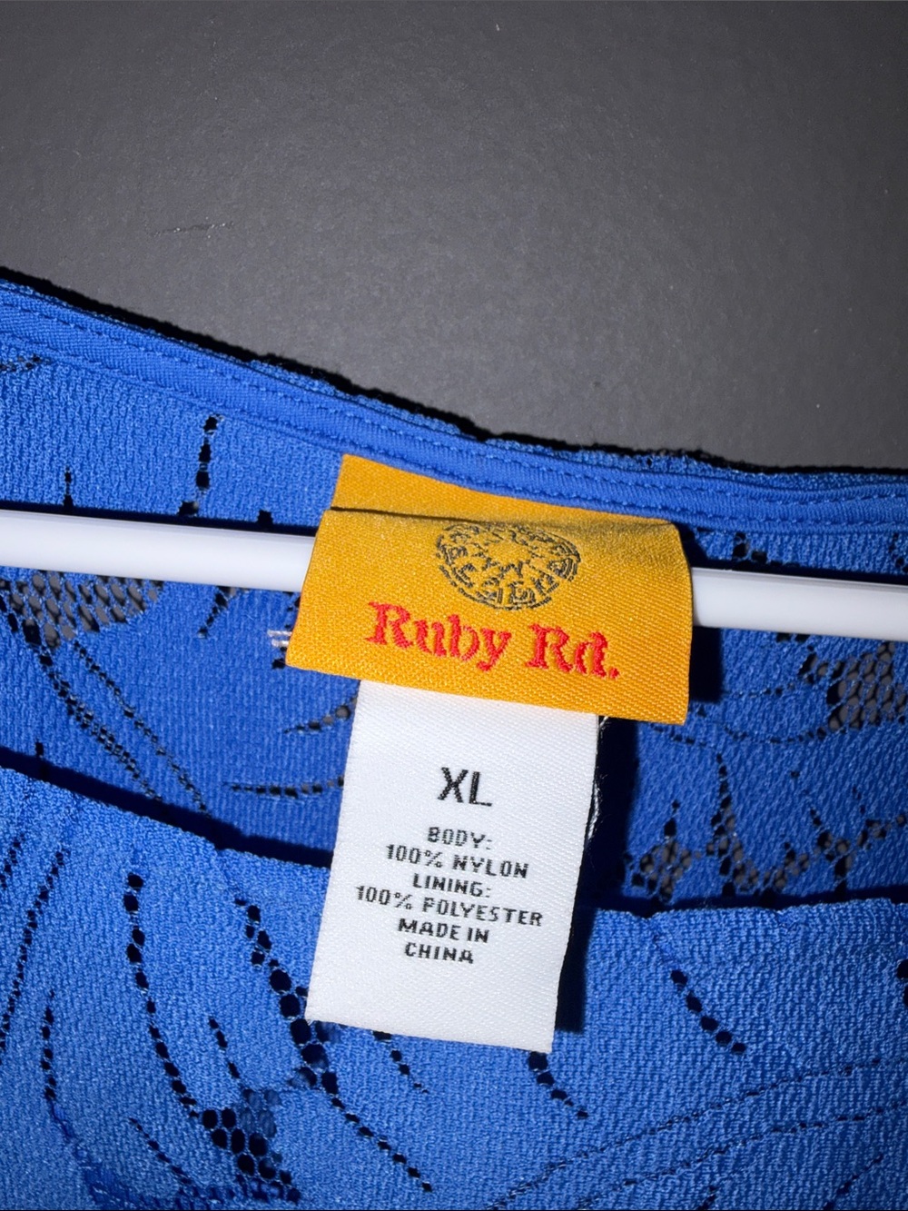 Ruby Rd. Royal Blue Lace-Overlay Tunic - Picture 2 of 7